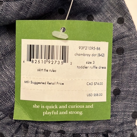 Kate Spade chambray size 3 toddler ruffle dress, NWT - Picture 10 of 16
